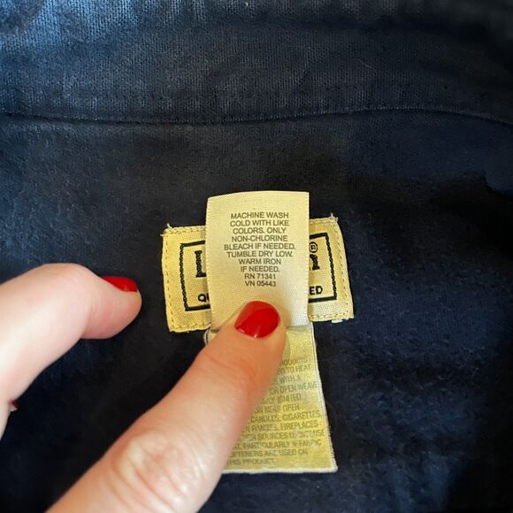 L.L. Bean Navy Blue Flannel Heavy Duty Button Front Shirt XL *Flaw - Picture 5 of 7